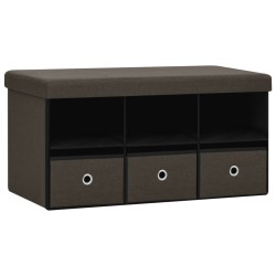 vidaXL Faltbank mit Stauraum Dunkelbraun 76x38x38 cm Leinenoptik
