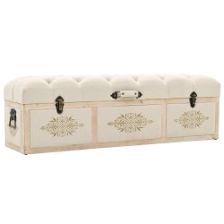vidaXL Sitzbank mit Stauraum 110 cm Creme Massivholz Tanne und Stoff