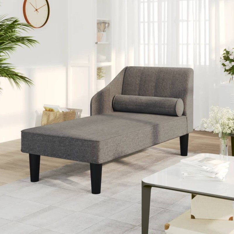 vidaXL Chaiselongue mit Nackenrolle Hellgrau Stoff vidaXL Chaiselongue mit Nackenrolle Hellgrau Stoff