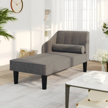 vidaXL Chaiselongue mit Nackenrolle Hellgrau Stoff