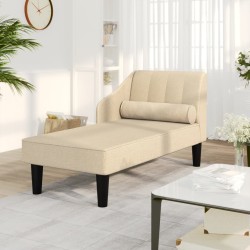 vidaXL Chaiselongue mit Nackenrolle Creme Stoff