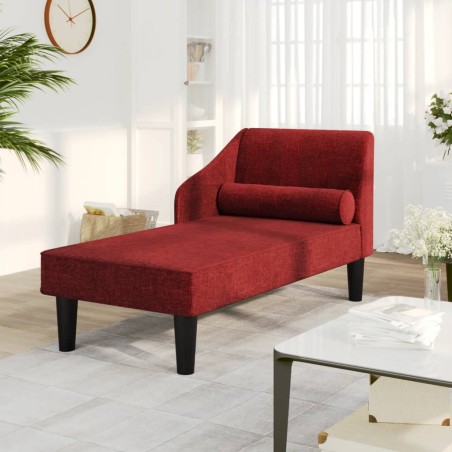 vidaXL Chaiselongue mit Nackenrolle Weinrot Stoff