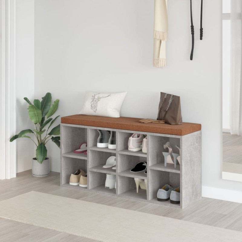 vidaXL Schuhbank Betongrau 103x30x48 cm Holzwerkstoff vidaXL Schuhbank Betongrau 103x30x48 cm Holzwerkstoff