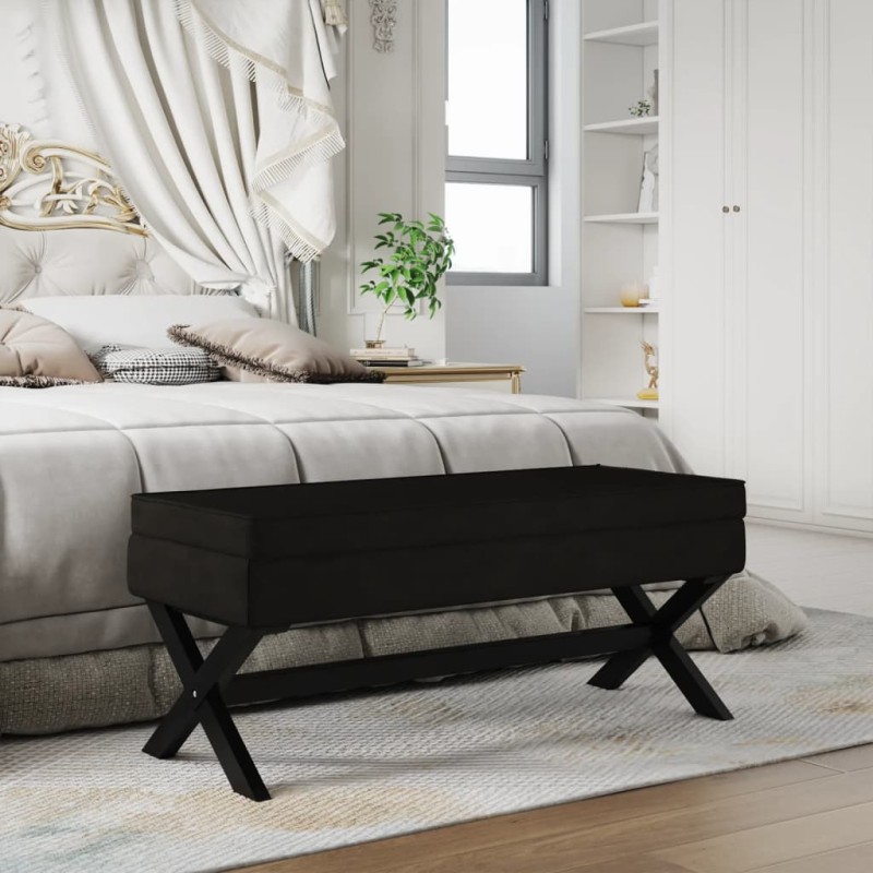 vidaXL Hocker mit Stauraum Schwarz 110x45x49 cm Samt vidaXL Hocker mit Stauraum Schwarz 110x45x49 cm Samt