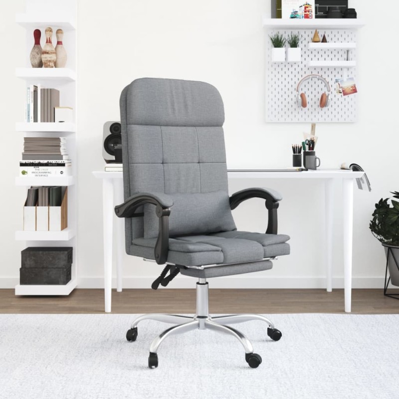 vidaXL Bürostuhl mit Massagefunktion Hellgrau Stoff vidaXL Bürostuhl mit Massagefunktion Hellgrau Stoff