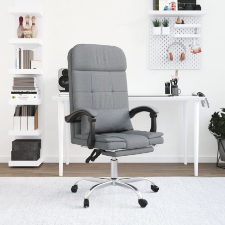 vidaXL Bürostuhl mit Massagefunktion Hellgrau Stoff
