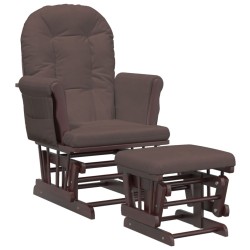 vidaXL Schaukelsessel mit Hocker Gleitend Braun Stoff
