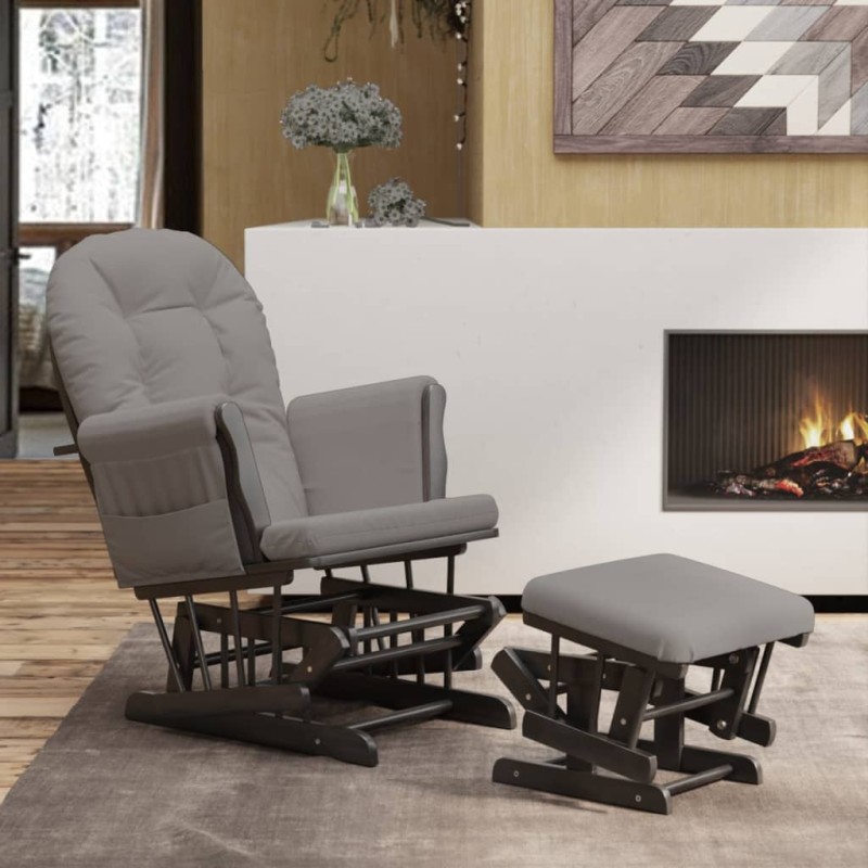 vidaXL Schaukelsessel mit Hocker Gleitend Hellgrau Stoff vidaXL Schaukelsessel mit Hocker Gleitend Hellgrau Stoff