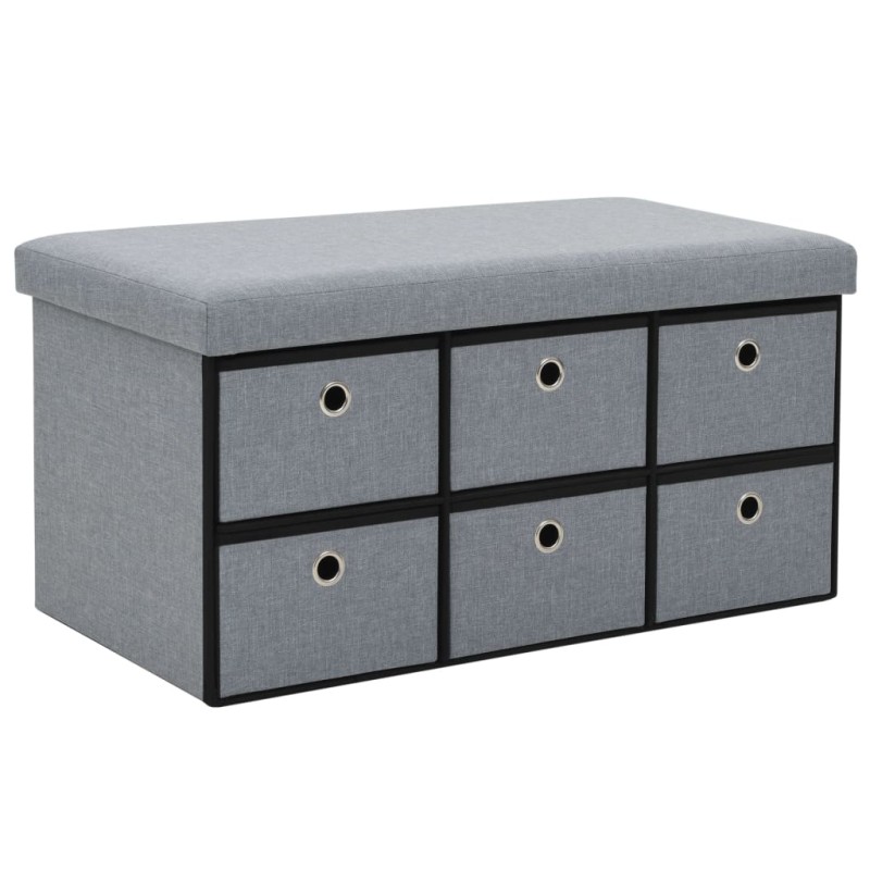 vidaXL Faltbare Sitzbank Leinenoptik 76×38×38 cm Hellgrau vidaXL Faltbare Sitzbank Leinenoptik 76×38×38 cm Hellgrau
