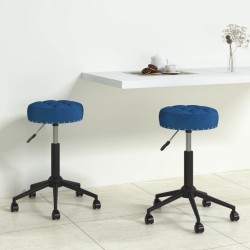 Essstühle 2 Stk. Drehbar Blau Samt