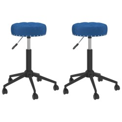 Essstühle 2 Stk. Drehbar Blau Samt