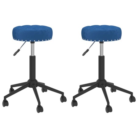 Essstühle 2 Stk. Drehbar Blau Samt