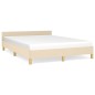 Bettgestell mit Kopfteil Creme 140x200 cm Stoff Bettgestell mit Kopfteil Creme 140x200 cm Stoff