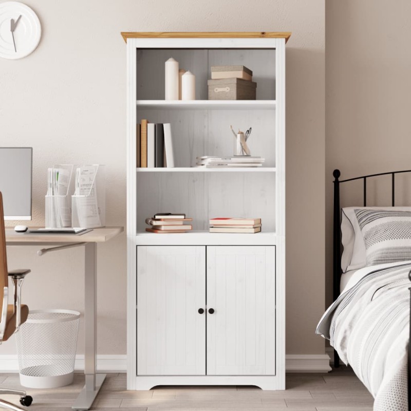 vidaXL Bücherregal BODO Weiß und Braun 82x40x173 cm Massivholz Kiefer vidaXL Bücherregal BODO Weiß und Braun 82x40x173 cm Massivholz Kiefer