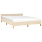Bettgestell mit Kopfteil Creme 140x200 cm Stoff Bettgestell mit Kopfteil Creme 140x200 cm Stoff
