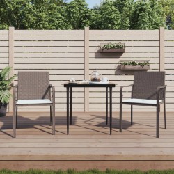 vidaXL Gartenstühle mit Kissen 2 Stk. Braun 56x59x84 cm Poly Rattan