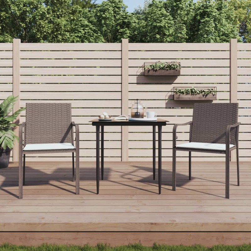vidaXL Gartenstühle mit Kissen 2 Stk. Braun 56x59x84 cm Poly Rattan vidaXL Gartenstühle mit Kissen 2 Stk. Braun 56x59x84 cm Poly Rattan