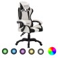 vidaXL Gaming-Stuhl mit RGB LED-Leuchten Weiß und Schwarz Kunstleder vidaXL Gaming-Stuhl mit RGB LED-Leuchten Weiß und Schwarz Kunstleder