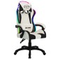 vidaXL Gaming-Stuhl mit RGB LED-Leuchten Weiß und Schwarz Kunstleder vidaXL Gaming-Stuhl mit RGB LED-Leuchten Weiß und Schwarz Kunstleder