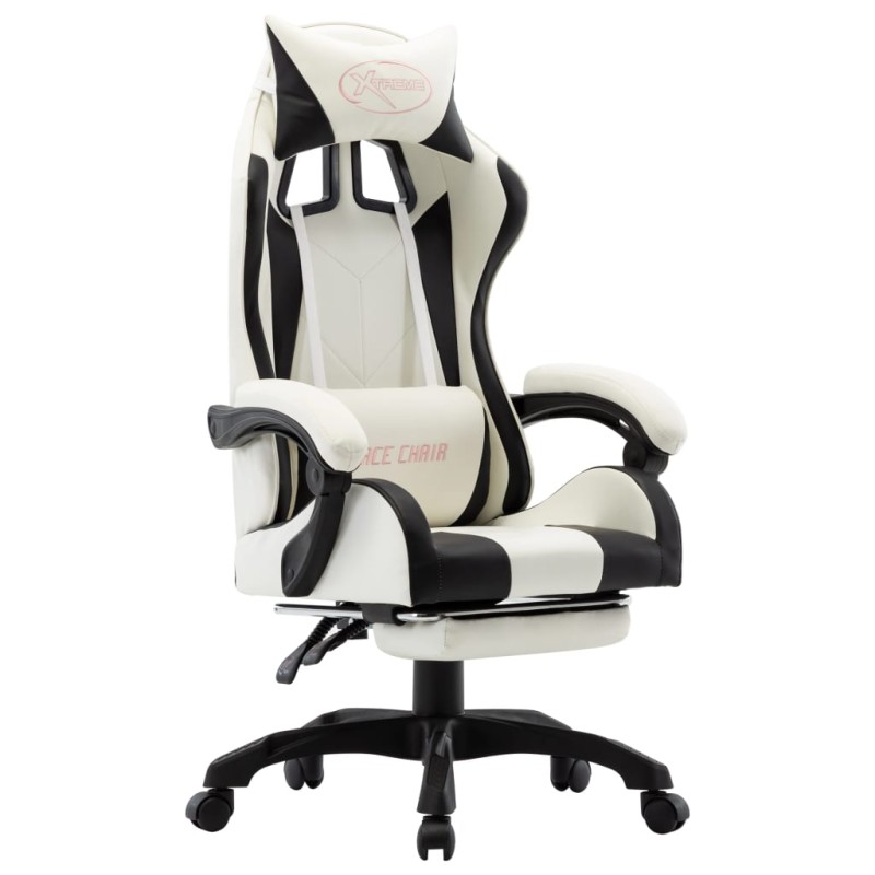 vidaXL Gaming-Stuhl mit Fußstütze Schwarz und Weiß Kunstleder vidaXL Gaming-Stuhl mit Fußstütze Schwarz und Weiß Kunstleder