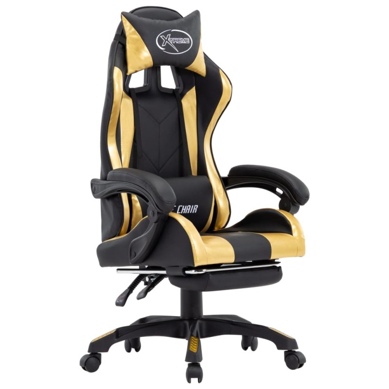 vidaXL Gaming-Stuhl mit Fußstütze Golden und Schwarz Kunstleder vidaXL Gaming-Stuhl mit Fußstütze Golden und Schwarz Kunstleder