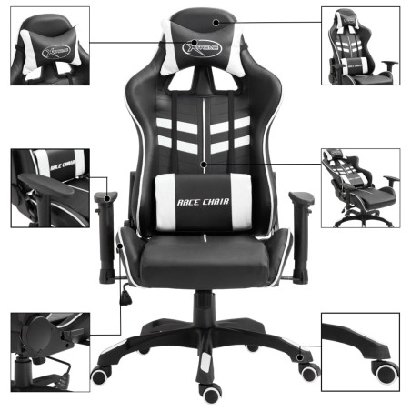 vidaXL Gaming-Stuhl Weiß Kunstleder