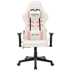 vidaXL Gaming-Stuhl Weiß und Rosa Kunstleder