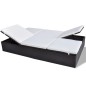vidaXL Doppel-Sonnenliege mit Auflage Poly Rattan Braun vidaXL Doppel-Sonnenliege mit Auflage Poly Rattan Braun