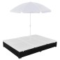 vidaXL Outdoor-Loungebett mit Sonnenschirm Poly Rattan Schwarz vidaXL Outdoor-Loungebett mit Sonnenschirm Poly Rattan Schwarz