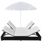 vidaXL Outdoor-Loungebett mit Sonnenschirm Poly Rattan Schwarz vidaXL Outdoor-Loungebett mit Sonnenschirm Poly Rattan Schwarz