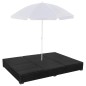 vidaXL Outdoor-Loungebett mit Sonnenschirm Poly Rattan Schwarz vidaXL Outdoor-Loungebett mit Sonnenschirm Poly Rattan Schwarz