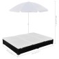 vidaXL Outdoor-Loungebett mit Sonnenschirm Poly Rattan Schwarz vidaXL Outdoor-Loungebett mit Sonnenschirm Poly Rattan Schwarz