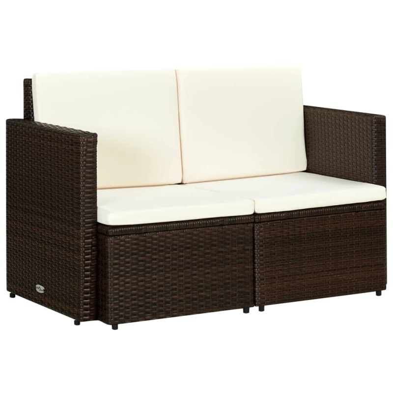 vidaXL 2-Sitzer-Gartensofa mit Auflagen Braun Poly Rattan vidaXL 2-Sitzer-Gartensofa mit Auflagen Braun Poly Rattan