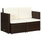 vidaXL 2-Sitzer-Gartensofa mit Auflagen Braun Poly Rattan vidaXL 2-Sitzer-Gartensofa mit Auflagen Braun Poly Rattan