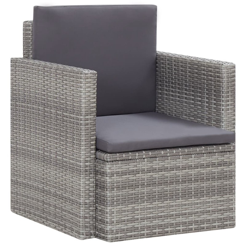 vidaXL Gartensessel mit Auflagen Poly Rattan Grau vidaXL Gartensessel mit Auflagen Poly Rattan Grau