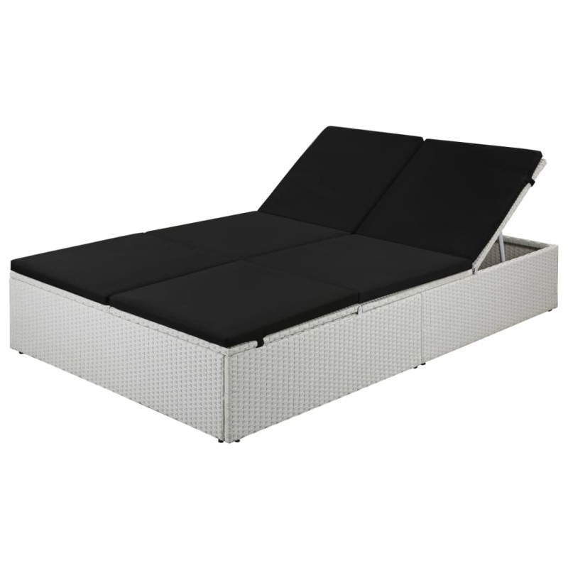 vidaXL Sonnenliege mit Auflage Poly Rattan Schwarz vidaXL Sonnenliege mit Auflage Poly Rattan Schwarz