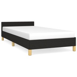 vidaXL Bettgestell mit Kopfteil ohne Matratze Schwarz 90x190 cm Stoff