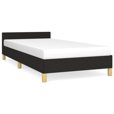 vidaXL Bettgestell mit Kopfteil ohne Matratze Schwarz 90x190 cm Stoff