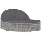 vidaXL Doppel-Sonnenliege mit Kissen Poly Rattan Grau vidaXL Doppel-Sonnenliege mit Kissen Poly Rattan Grau