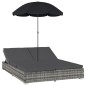 vidaXL Outdoor-Loungebett mit Sonnenschirm Poly Rattan Grau vidaXL Outdoor-Loungebett mit Sonnenschirm Poly Rattan Grau