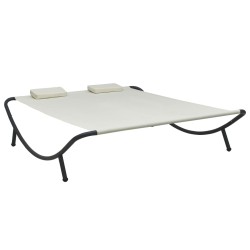 vidaXL Outdoor-Loungebett Stoff Cremeweiß