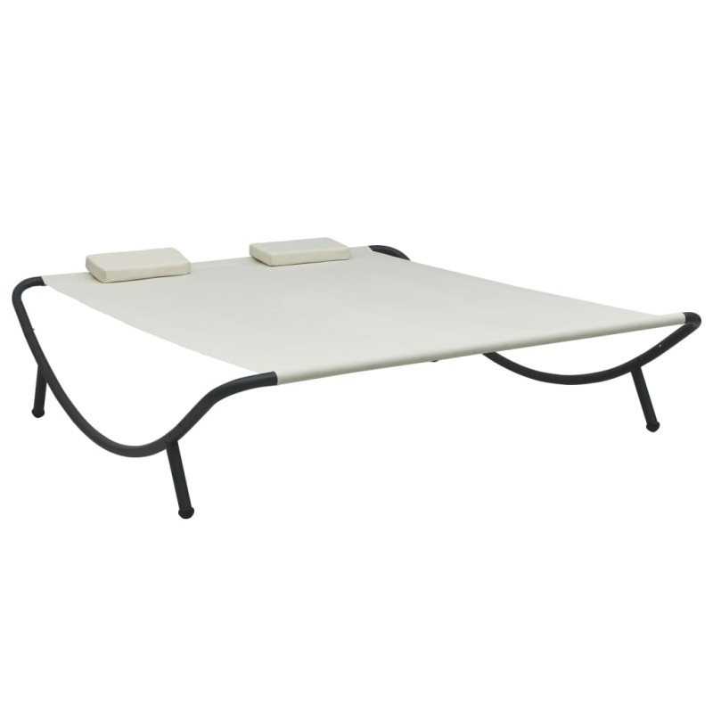vidaXL Outdoor-Loungebett Stoff Cremeweiß vidaXL Outdoor-Loungebett Stoff Cremeweiß