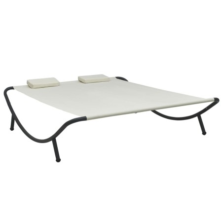 vidaXL Outdoor-Loungebett Stoff Cremeweiß