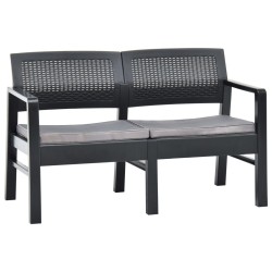 vidaXL 2-Sitzer-Gartenbank mit Auflagen 120 cm Kunststoff Anthrazit
