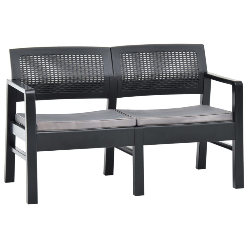 vidaXL 2-Sitzer-Gartenbank mit Auflagen 120 cm Kunststoff Anthrazit vidaXL 2-Sitzer-Gartenbank mit Auflagen 120 cm Kunststoff Anthrazit