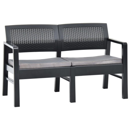 vidaXL 2-Sitzer-Gartenbank mit Auflagen 120 cm Kunststoff Anthrazit