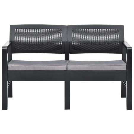 vidaXL 2-Sitzer-Gartenbank mit Auflagen 120 cm Kunststoff Anthrazit