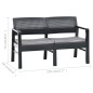 vidaXL 2-Sitzer-Gartenbank mit Auflagen 120 cm Kunststoff Anthrazit vidaXL 2-Sitzer-Gartenbank mit Auflagen 120 cm Kunststoff Anthrazit