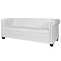 vidaXL Chesterfield-Sofa 3-Sitzer Kunstleder Weiß vidaXL Chesterfield-Sofa 3-Sitzer Kunstleder Weiß