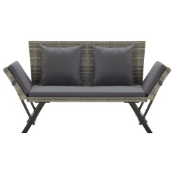 vidaXL Gartenbank mit Auflagen 176 cm Grau Poly Rattan